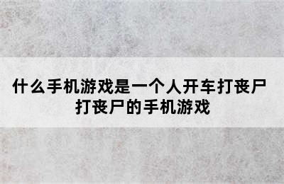 什么手机游戏是一个人开车打丧尸 打丧尸的手机游戏